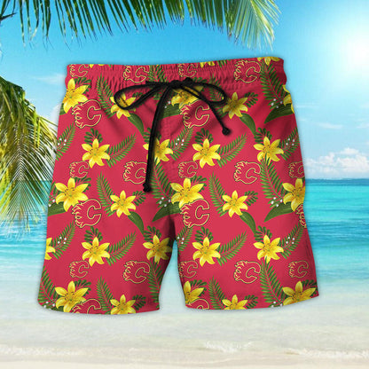 Calgary Flames Aloha Shirt Hawaiian Aloha Shirt Hawaiian Shorts Beach Short Shirt- Hawaiian Shirts -Hawaiian Shirt Gift, Christmas Gift
