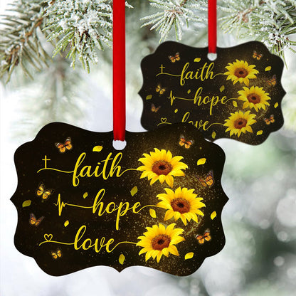 Blooming Sunflower Aluminium Ornament - Faith, Hope, Love, Christmas Ornament Gift, Christmas Gift, Christmas Decoration