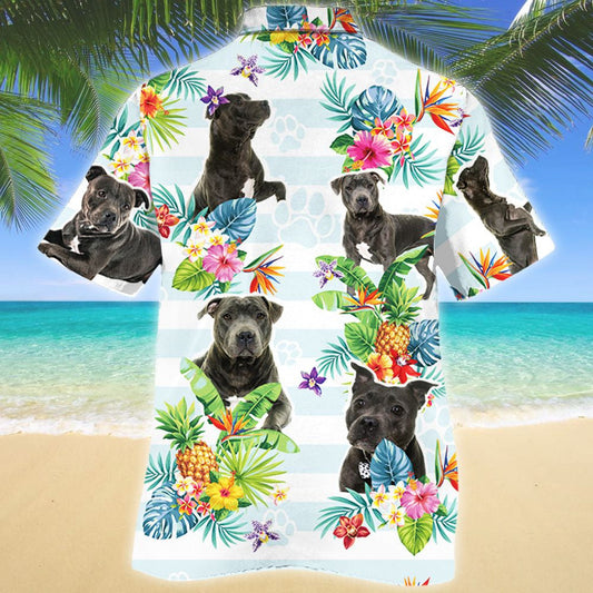 Staffordshire Bull Terrier Dog Tropical Flower Summer Time Hawaiian Shirt, Hawaiian Shirt Gift, Christmas Gift