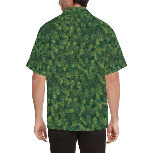 Christmas Tree Green Pine Leaves Overlap Pattern Hawaiian Shirt, Hawaiian Shirt Gift, Christmas Gift