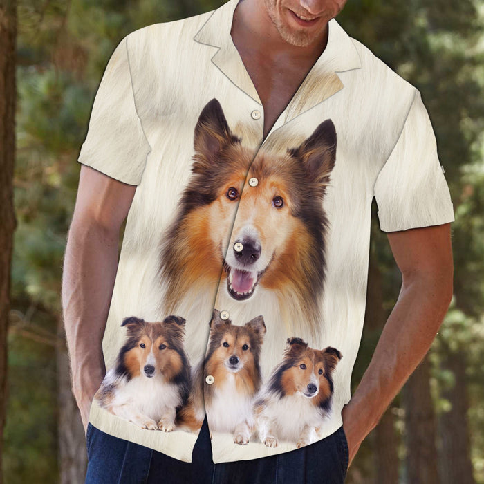 Adult Collie Great Dog Smiley Design Themed Hawaiian Shirt, Hawaiian Shirt Gift, Christmas Gift