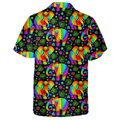 Bright Rainbow Elephantsanimals Flowers And Leaves Hawaiian Shirt, Hawaiian For Gift