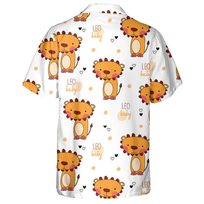 Sad Baby Lion With Small Heart And Polka Dot Hawaiian Shirt, Hawaiian Shirt Gift, Christmas Gift