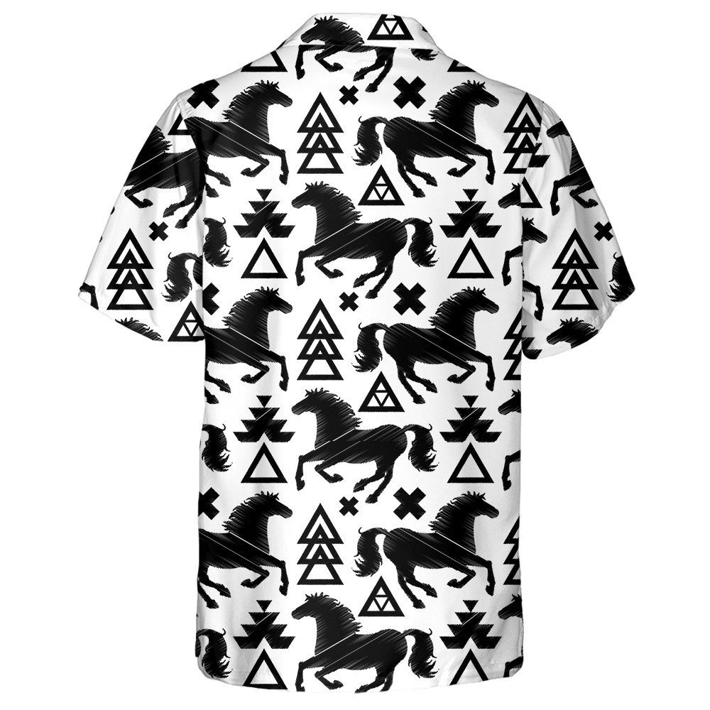 Hand Drawn With Horse In The Boho Or Hippy Style Hawaiian Shirt, Hawaiian Shirt Gift, Christmas Gift