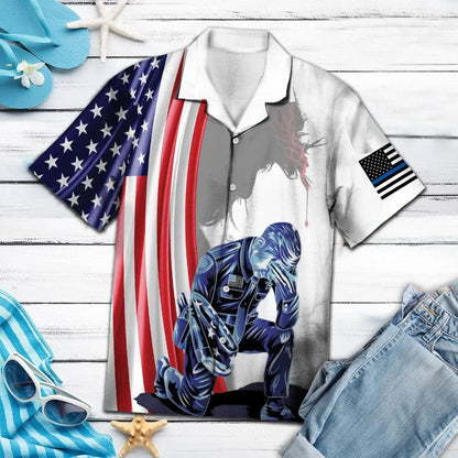 Us Police Officer True Heroes Back The Blue Hawaiian Shirt, Hawaiian Shirt Gift, Christmas Gift