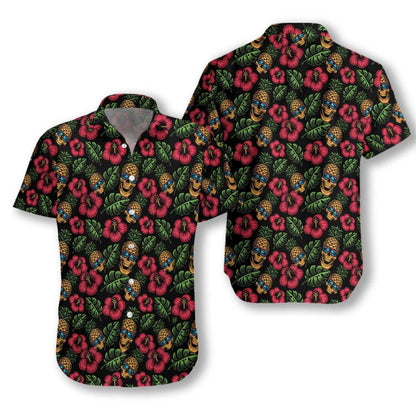 Skulls And Pineapples Blue Eyes Pattern Nice Design Hawaiian Shirt, Hawaiian Shirt Gift, Christmas Gift