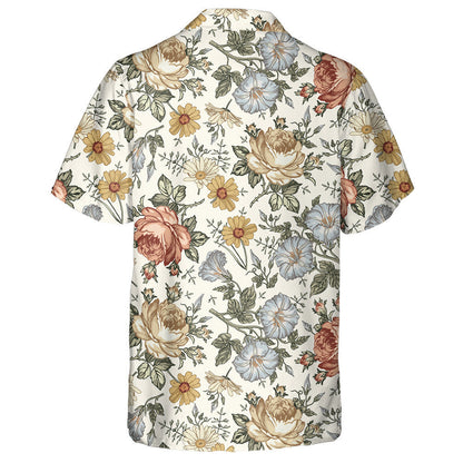 Rose Petunia Wildflowers Beautiful Fabric Blooming Design Hawaiian Shirt, Hawaiian Shirt Gift, Christmas Gift
