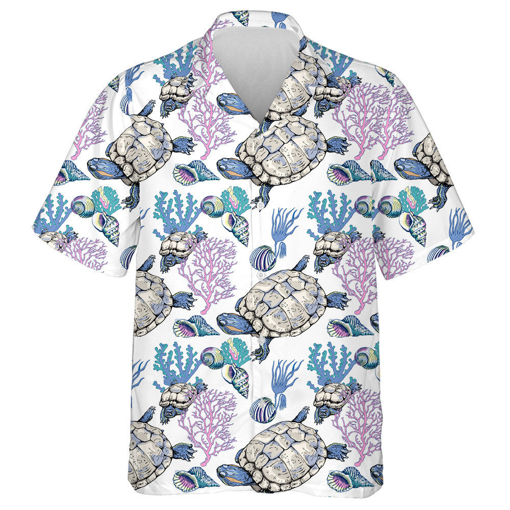 Turtle Crab Shell And Plants Underwater Animals Hawaiian Shirt, Hawaiian Shirt Gift, Christmas Gift