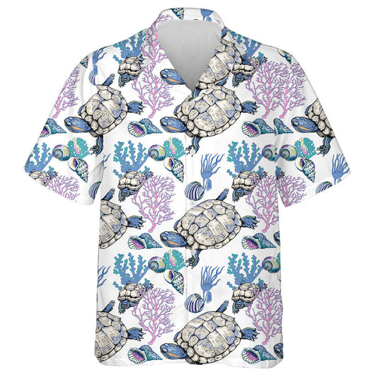 Turtle Crab Shell And Plants Underwater Animals Hawaiian Shirt, Hawaiian Shirt Gift, Christmas Gift