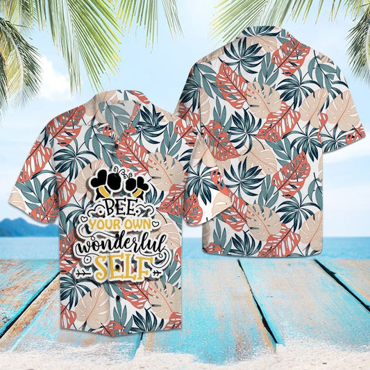 Amazing Bee Your Own Wonderful Self Pattern Hawaiian Shirt, Hawaiian Shirt Gift, Christmas Gift