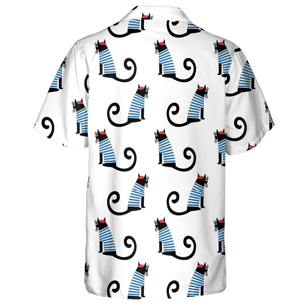 Cute Cartoon Sitting Paris Cat French Style Hawaiian Shirt, Hawaiian Shirt Gift, Christmas Gift