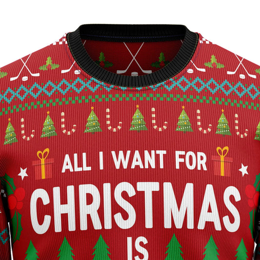 All I Want For Christmas Is Hockey HZ101904 Ugly Christmas Sweater Tshirt Hoodie Apparel,Christmas Ugly Sweater,Christmas Gift,Gift Christmas 2024