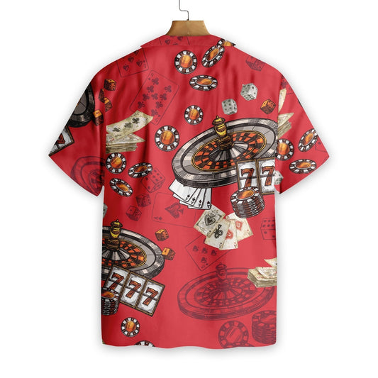 Creative Casino Pattern Red Background Design Hawaiian Shirt,Hawaiian Shirt Gift, Christmas Gift