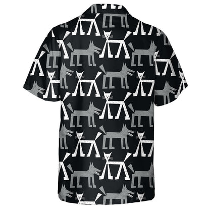 Grey Wolf And White Cat In The Forest Hawaiian Shirt, Hawaiian Shirt Gift, Christmas Gift