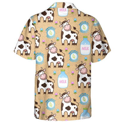 Colorful Cute Little Cow And Bottle Of Milk Hawaiian Shirt, Hawaiian Shirt Gift, Christmas Gift
