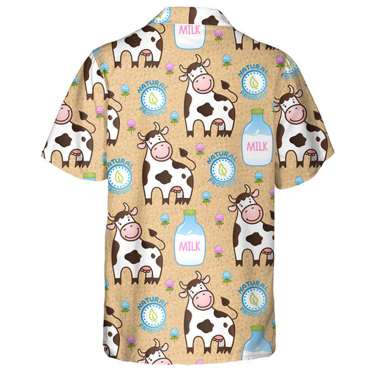 Colorful Cute Little Cow And Bottle Of Milk Hawaiian Shirt, Hawaiian Shirt Gift, Christmas Gift
