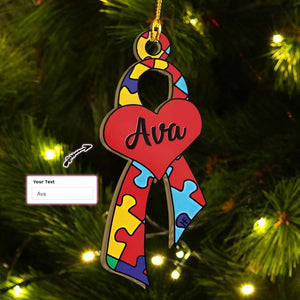 Autism Awareness Ribbon Love Custom Ornament, Christmas Ornament Gift, Christmas Gift, Christmas Decoration