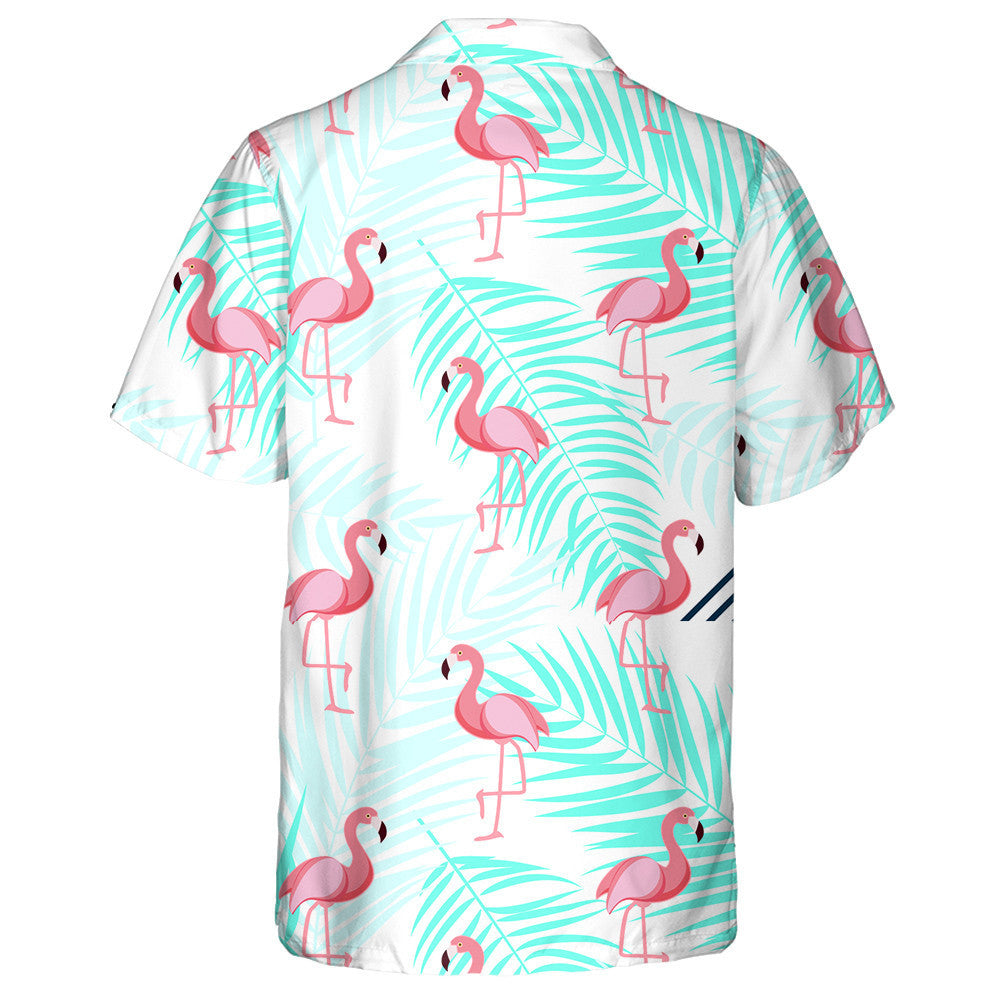 Flamingo Standing On One Leg With Palm Leave Hawaiian Shirt, Hawaiian Shirt Gift, Christmas Gift