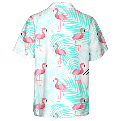 Flamingo Standing On One Leg With Palm Leave Hawaiian Shirt, Hawaiian Shirt Gift, Christmas Gift