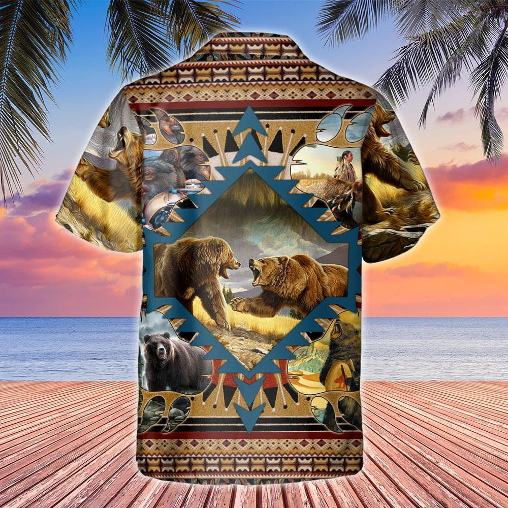 Classic Design Hawaiian Shirt Bear Native American, Hawaiian For Gift