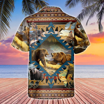 Classic Design Hawaiian Shirt Bear Native American, Hawaiian For Gift