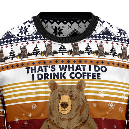 Bear Coffee Ugly Christmas Sweater, Christmas Ugly Sweater,Christmas Gift,Gift Christmas 2024
