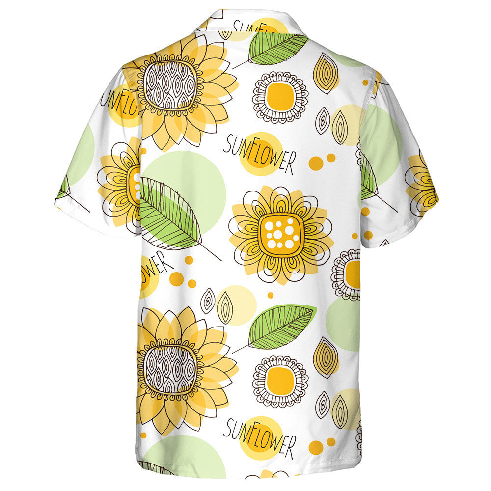 Bright Summer Hand Drawn Doodle Decorative Sunflower Hawaiian Shirt, Hawaiian Shirt Gift, Christmas Gift