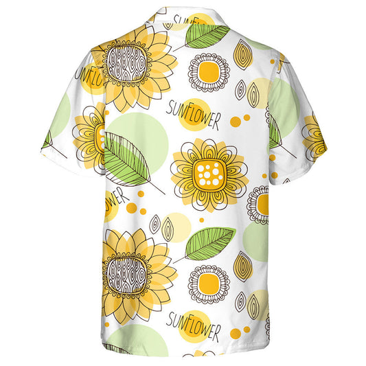 Bright Summer Hand Drawn Doodle Decorative Sunflower Hawaiian Shirt, Hawaiian Shirt Gift, Christmas Gift