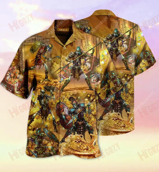 Skull Treasure Short Hawaiian Shirt Vacation Short Sleeve Custom Hawaiian Shirts Hawaiian Shirts For Men, Hawaiian Shirt Gift, Christmas Gift