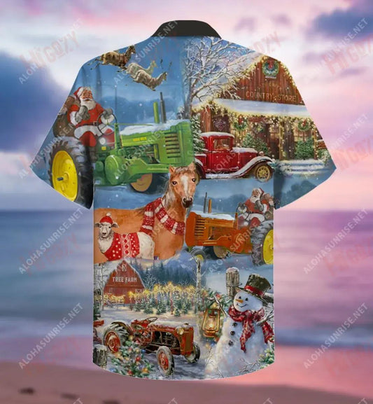 Christmas Farm Unisex Short Sleeve Shirt Vacation Short Sleeve Hawaiian Crazy Shirts Hawaiian Shirts For Menâ€“ Dnstyles_Hawaiian Shirt Gift, Christmas Gift