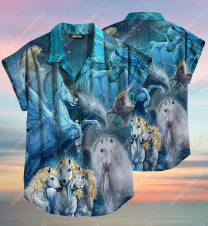 Be A Unicorn In A Field Of Horses Short Short Sleeve Shirt Vacation Hawaiian T Shirts Custom Hawaiian Shirts Funny Hawaiian Shirts, Hawaiian Shirt Gift, Christmas Gift