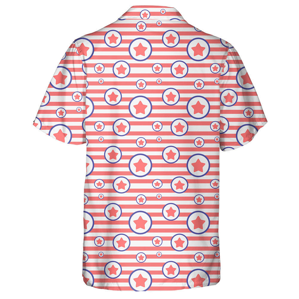Pastel Pink Striped Background With Star In A Circle Hawaiian Shirt, Hawaiian Shirt Gift, Christmas Gift