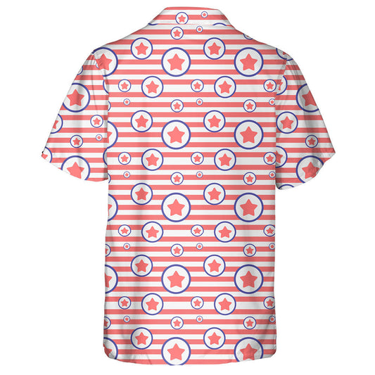 Pastel Pink Striped Background With Star In A Circle Hawaiian Shirt, Hawaiian Shirt Gift, Christmas Gift