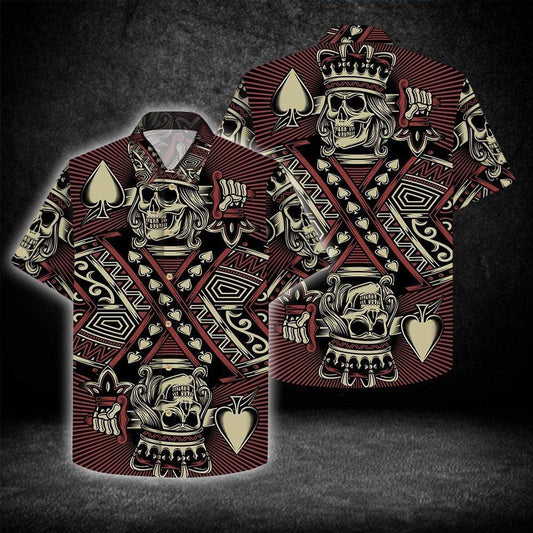Gamble King Skull And Poker Gothic Hawaiian Shirt,Hawaiian Shirt Gift, Christmas Gift