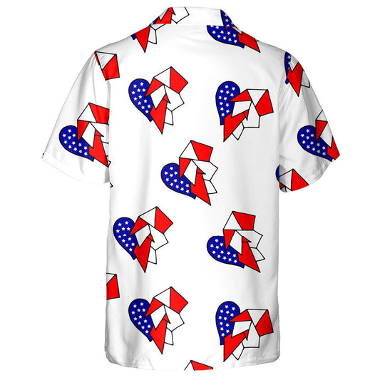 Handmade Hearts With United States Of America Flag's Colors Hawaiian Shirt, Hawaiian Shirt Gift, Christmas Gift