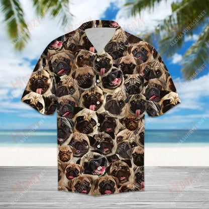 Pug Awesome - Short Sleeve Shirt Summer Hawaiian T Shirts Hawaiian Crazy Shirts Hawaiian Shirts For Women, Hawaiian Shirt Gift, Christmas Gift