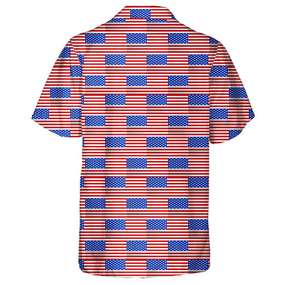 Classic American Flag Pattern Red And White Striped Hawaiian Shirt, Hawaiian Shirt Gift, Christmas Gift