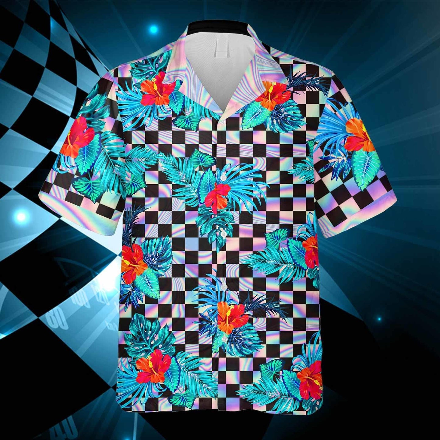 Dirt Track Racing Checkered Flag Hawaiian Shirt,Hawaiian Shirt Gift, Christmas Gift