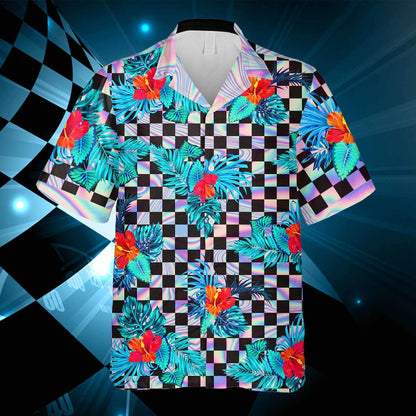 Dirt Track Racing Checkered Flag Hawaiian Shirt,Hawaiian Shirt Gift, Christmas Gift