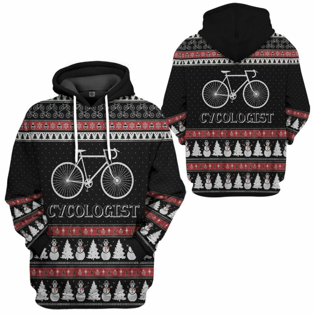 3D Hässlicher Weihnachts-Cycologist-Hoodie mit Aufschrift „Cycologist“