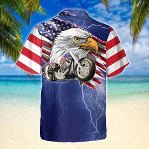 Born To Ride American Eagle Motorcycle Design Hawaiian Shirt, Hawaiian Shirt Gift, Christmas Gift