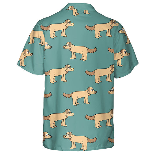 Cartoon Doodle Linear Standing Dog Animals Background Hawaiian Shirt, Hawaiian Shirt Gift, Christmas Gift