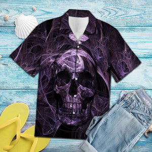 Abstract Purple Smoke With Skull Hawaiian Shirt, Hawaiian Shirt Gift, Christmas Gift