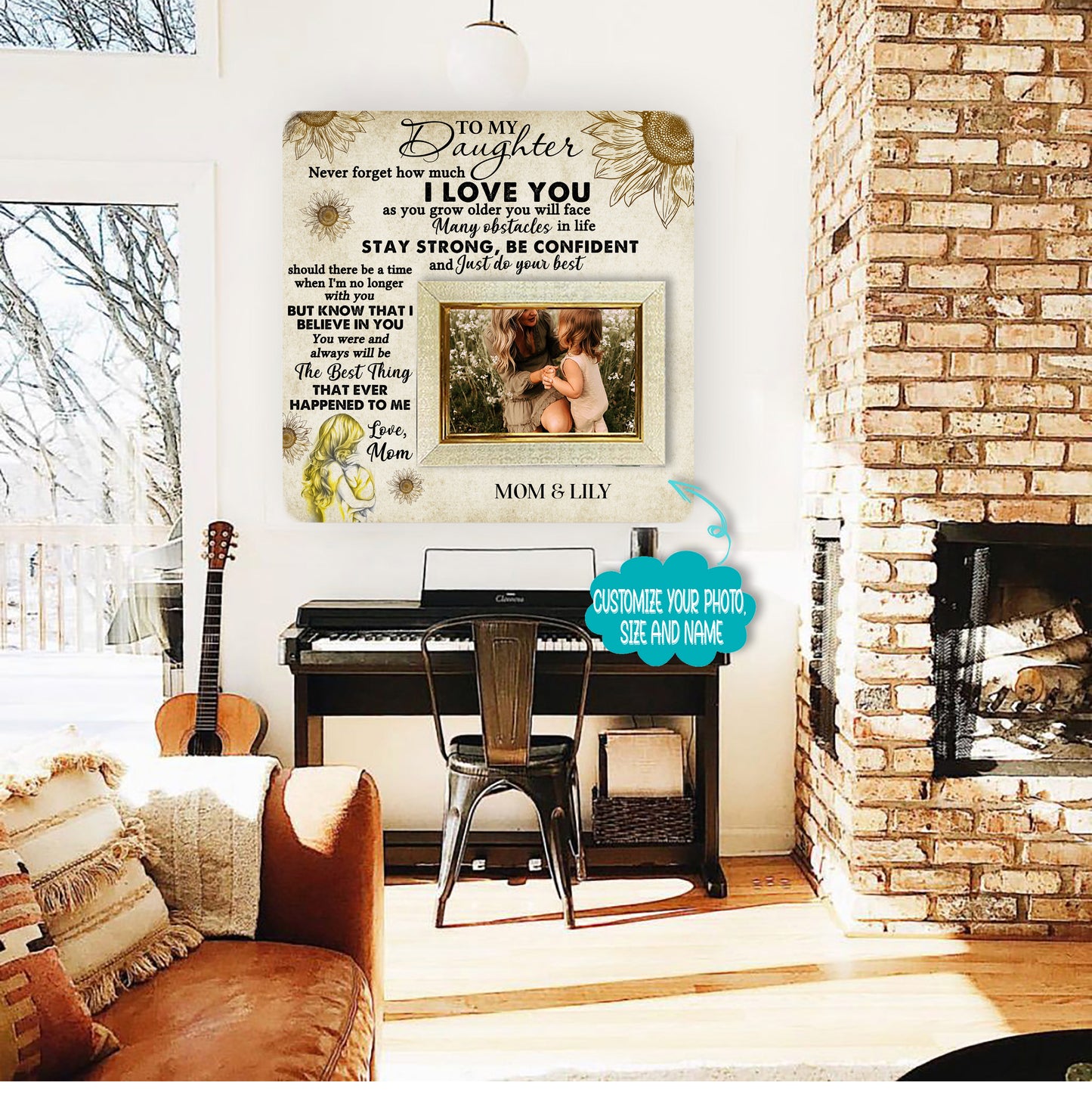 To my daughter never forget how much i love you Picture Frame For Family Mother's Day Father's Day