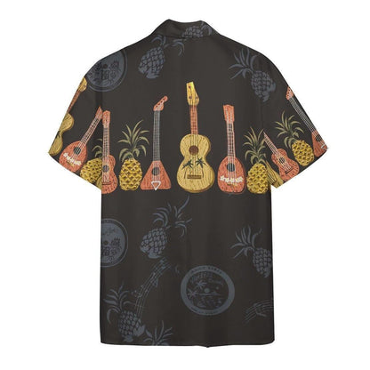 Ukulele Collection Pineapple Tropical Fruit Hawaiian Shirt, Hwaiian For Gift