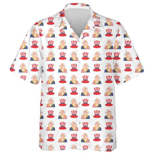 Cartoon George Washington And Uncle Sam Hat Pattern Hawaiian Shirt, Hawaiian Shirt Gift, Christmas Gift
