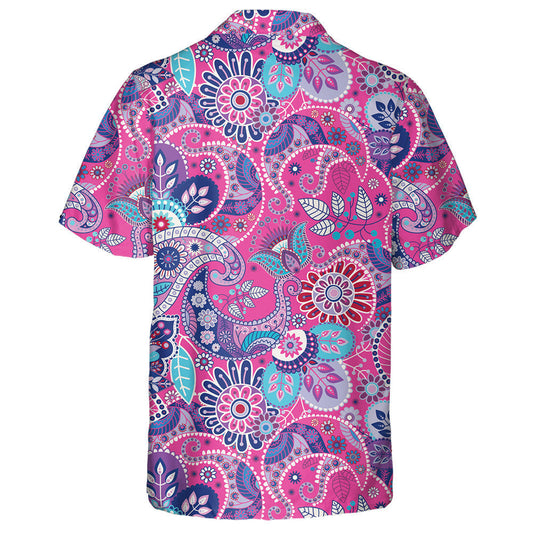 Pink Theme Paisley Backdrop With Stylized Flowers Design Hawaiian Shirt, Hawaiian Shirt Gift, Christmas Gift