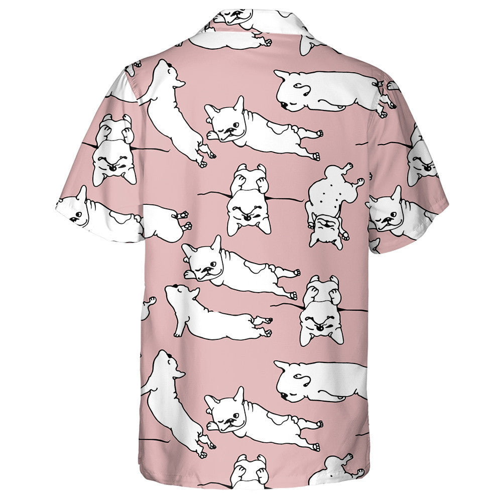 Cartoon Happy French Bulldog On Pink Hawaiian Shirt, Hawaiian For Gift