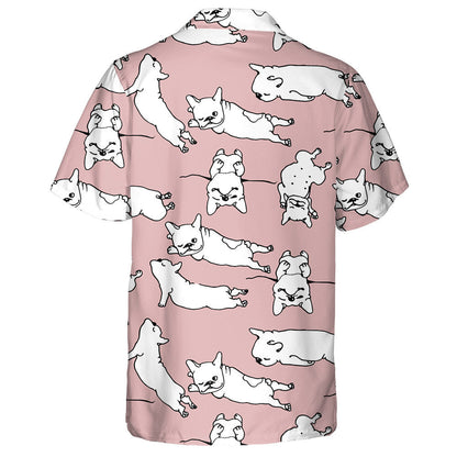 Cartoon Happy French Bulldog On Pink Hawaiian Shirt, Hawaiian For Gift