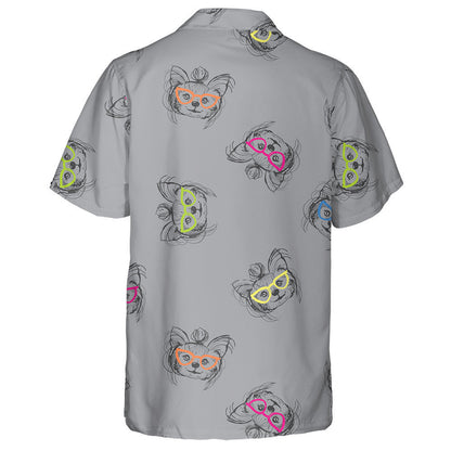 York Terrier Dog Sketch Drawing With Colorful Sunglass Hawaiian Shirt, Hawaiian Shirt Gift, Christmas Gift